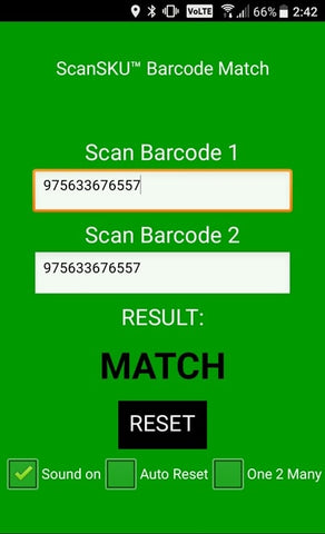 Barcode comparison match 1